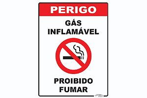 Placa Perigo Gás Inflamável Proibido Fumar