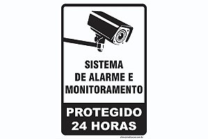 Placa Sistema de Alarme e Monitoramento Protegido 24 Horas