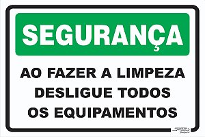 Placa Segurança Ao Fazer a Limpeza Desligue Todos os Equipamentos