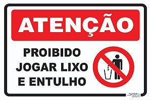 Placa Aviso Jogue o Lixo na Lixeira - Afonso Adesivos