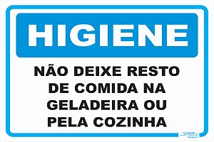 Placa Higiene Não Deixe Resto de Comida na Geladeira ou Pela Cozinha