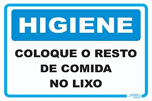 Placa Higiene Coloque o Resto de Comida no Lixo