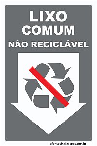 Placa Lixo Comum Não Reciclável