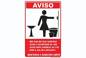 Placa Banheiro Feminino Não Suba no Vaso Sanitário