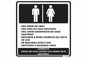 Placa Regras do Banheiro Unissex - 20x20