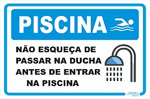 Placa Não Esqueça de Passar na Ducha Antes de Entrar na Piscina