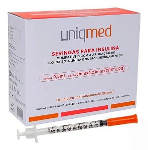 Seringa para Insulina c/ Agulha 5mmX0,23mm - Uniqmed