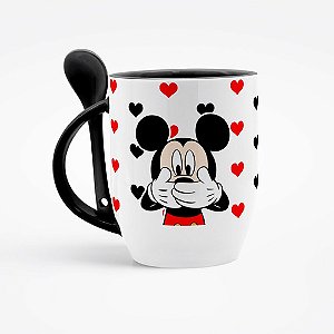 Caneca com colher Mickey e Minnie Segredos