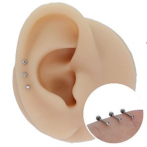 Piercing Australiano em Titânio Prateado com Zircônia 0,8mm