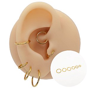 Piercing Argola em Titânio Segmento Articulado PVD Dourado
