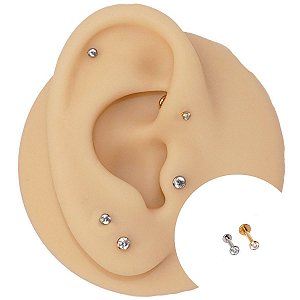 Piercing Labret Plug em Titânio 1,2mm Zircônia