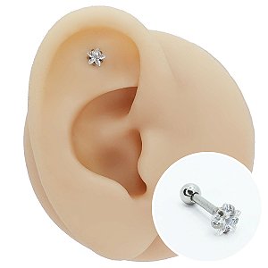 Piercing Microbell Reto em Aço PVD com Zircônia Estrela