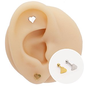 Piercing Microbell Reto em Aço PVD Coração Liso