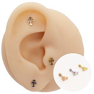 Piercing Microbell Reto em Aço PVD Cruz Romana