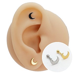Piercing Microbell Reto em Aço PVD Lua