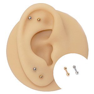 Piercing Microbell Reto em Aço PVD Mini Bolinhas
