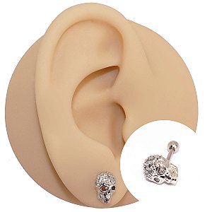 Piercing Folheado Caveirinha Zircônias