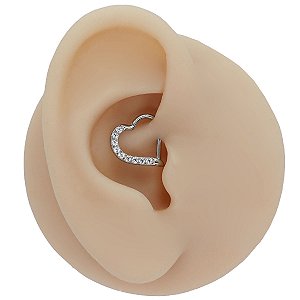 Piercing Argola Clicker em Aço Coração Com Zircônia