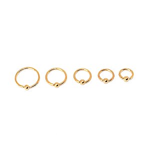 Piercing Argola Captive Folheado Torção Bolinha 3mm