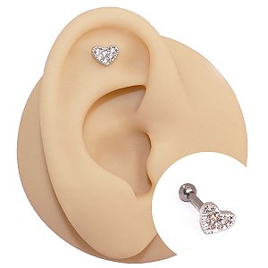 Piercing Folheado Coração Stiker Zircônias