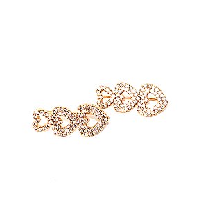 Brincos Ear Cuff Folheado Coração Dourado