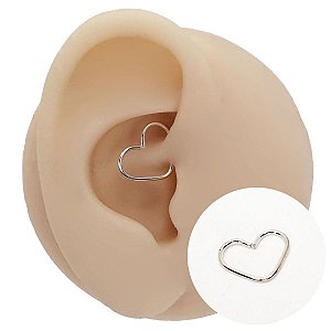 Piercing Argola Torção em Prata 925 Coração