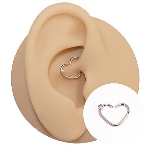 Piercing Folheado Torção Coração Cristal P
