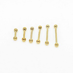 Piercing Barbell RI em Titânio PVD Dourado 1.6x4mm