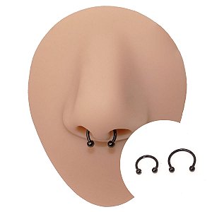Piercing Ferradura em Aço PVD Preta 1mm
