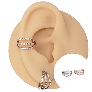 Piercing Argola Clicker em Aço PVD Triple Zircônias