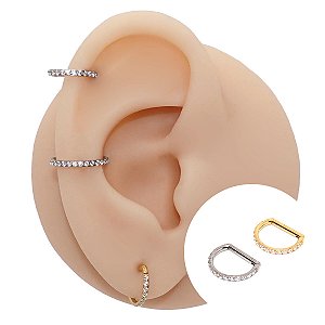 Piercing Argola Clicker em Titânio PVD Half Zircônias
