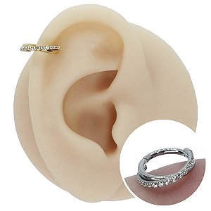Piercing Argola Clicker em Aço PVD Entrelaçada