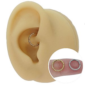Piercing Argola Clicker em Titânio PVD com Opala