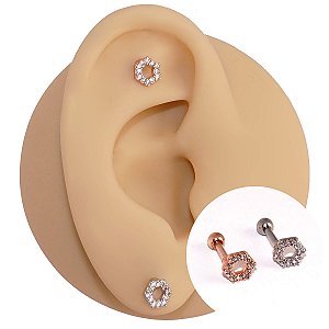 Piercing Microbell Folheado Hexagonal Zircônias