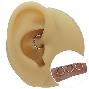 Piercing Argola Clicker Clicker em Titânio PVD 1,0mm Zircônia