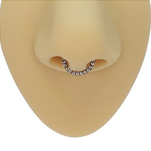 Piercing Argola Clicker em Aço PVD 1.0 com Cristais
