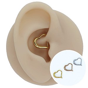 Piercing Argola Cliker em Aço PVD Coração