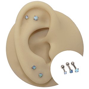 Piercing Microbell Reto em Aço com Opala M