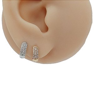 Brinco Argola Folheado Lady com Zircônia