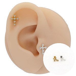 Piercing Microbell em Prata 925 Crucifixo