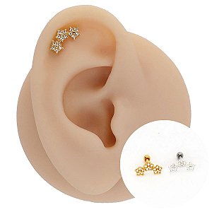 Piercing Microbell em Prata 925 Cascata Flores