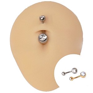 Piercing Banana em Aço PVD Cristal G