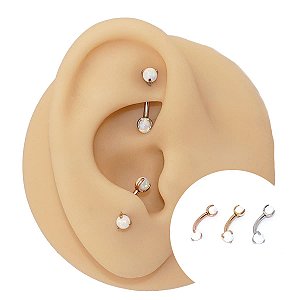 Piercing Microbell Curvo em Aço PVD Opala RI