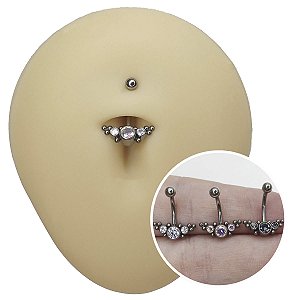 Piercing Microbell Curvo Cascata Plug em Titânio
