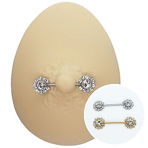 Piercing Mamilo Plug em Aço PVD Sunflower
