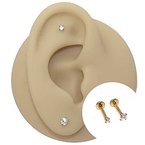Piercing Labret Plug em Aço PVD Dourado