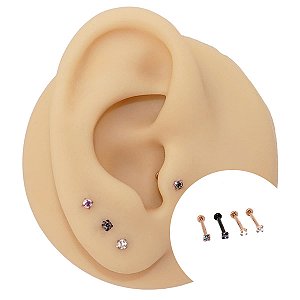 Piercing Labret Rosca em Aço Minion 1.0 Cristal Cravado