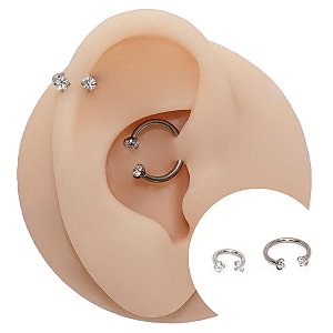 Piercing Ferradura em Aço PVD 2 Pontos Luz