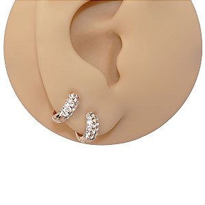 Brinco Argola Folheado Glam Dourada e Cristal
