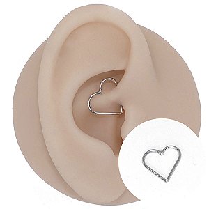 Piercing Argola Torção em Ouro 18k Coração Liso